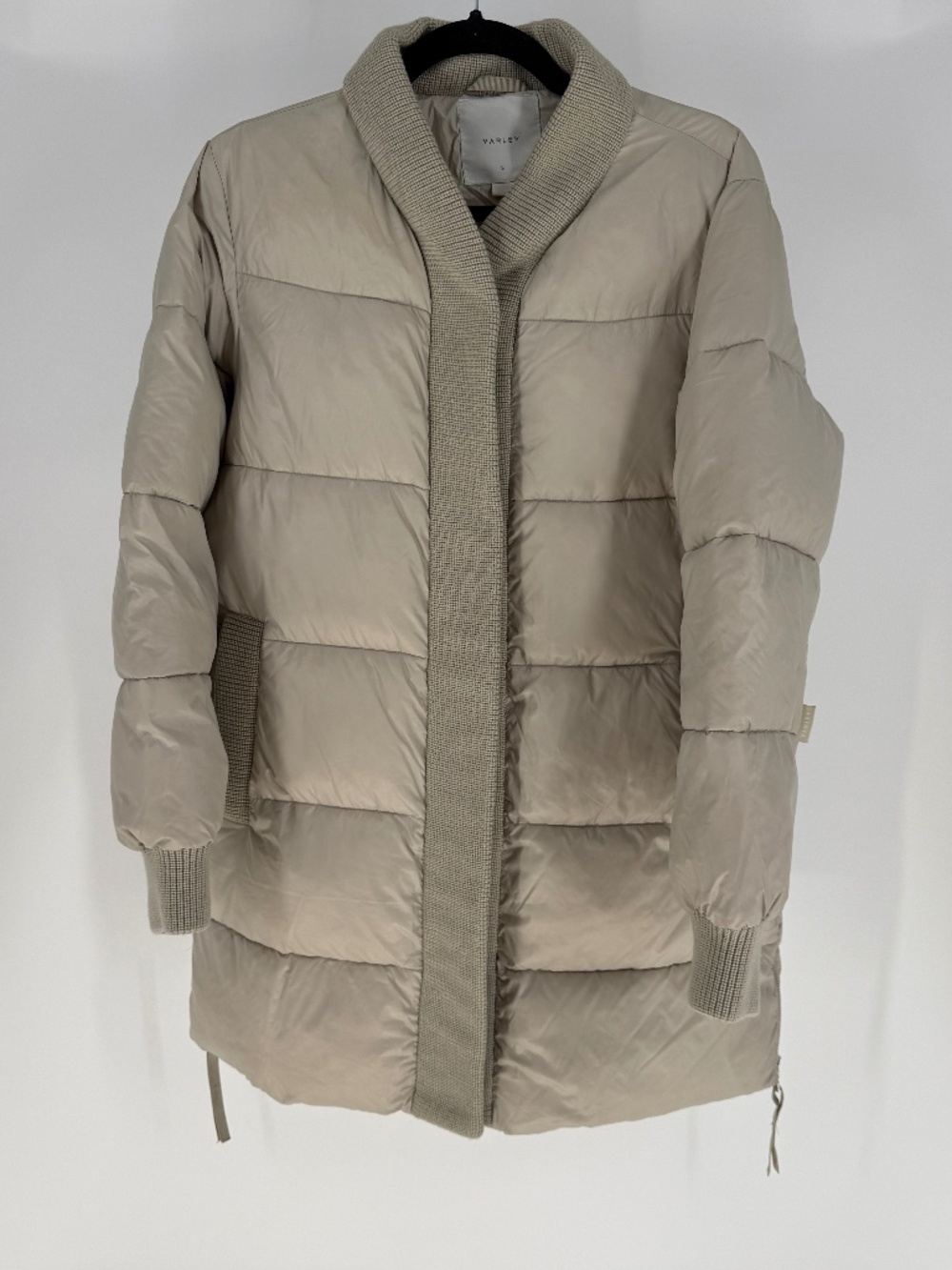 Varley Baldwin Faux Down Fill Quilted Puffer Jacket Coat Silver Lining Small